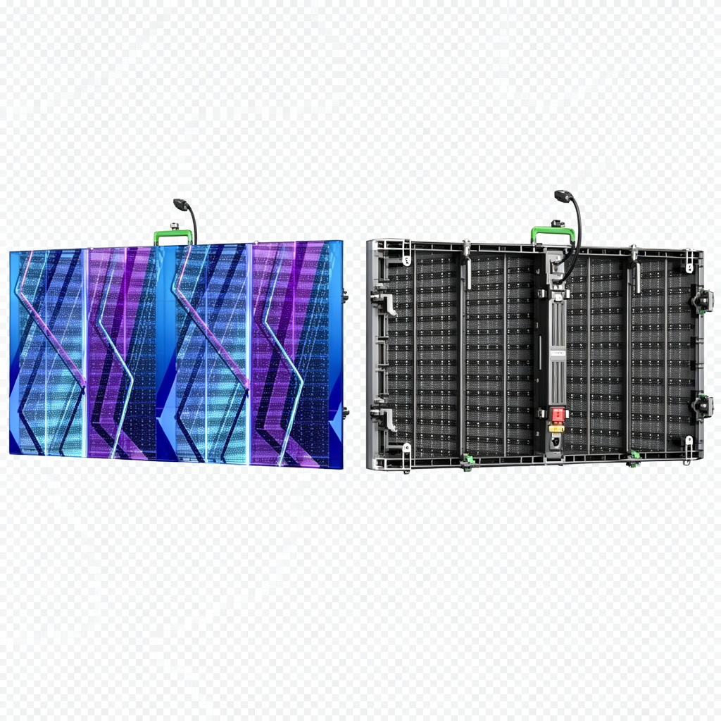 OL-CT transparent curtain LED cabinet front and back comparison