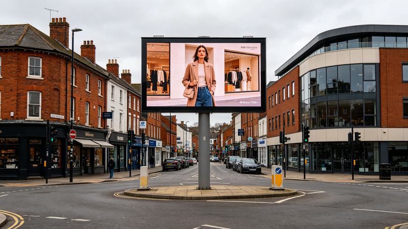D48 48 sheet outdoor advertising LED billboard at European town centre crossroads