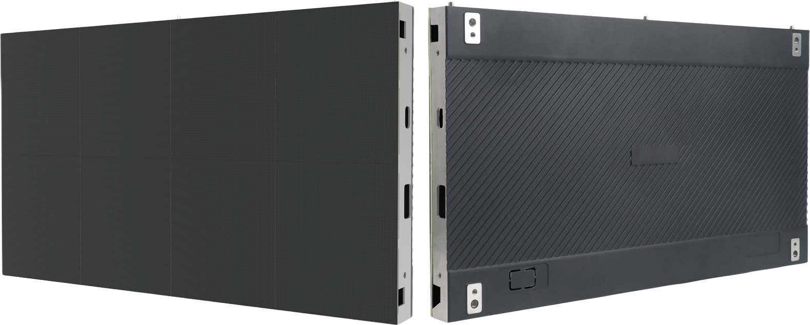 H-PH1.25-COB-A 1.25mm fine pitch COB LED display cabinet for indoor LED video walls, front and rear view