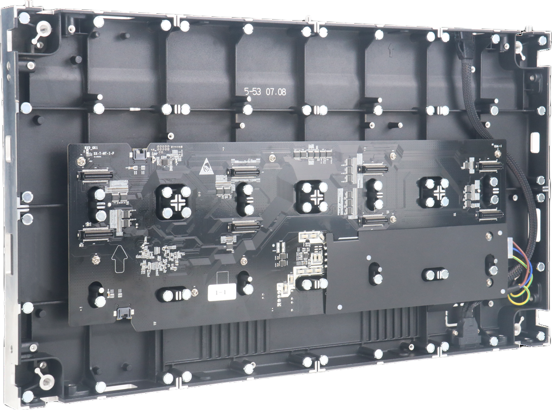 COB module internal PCB and wiring detail — LED video wall panel construction